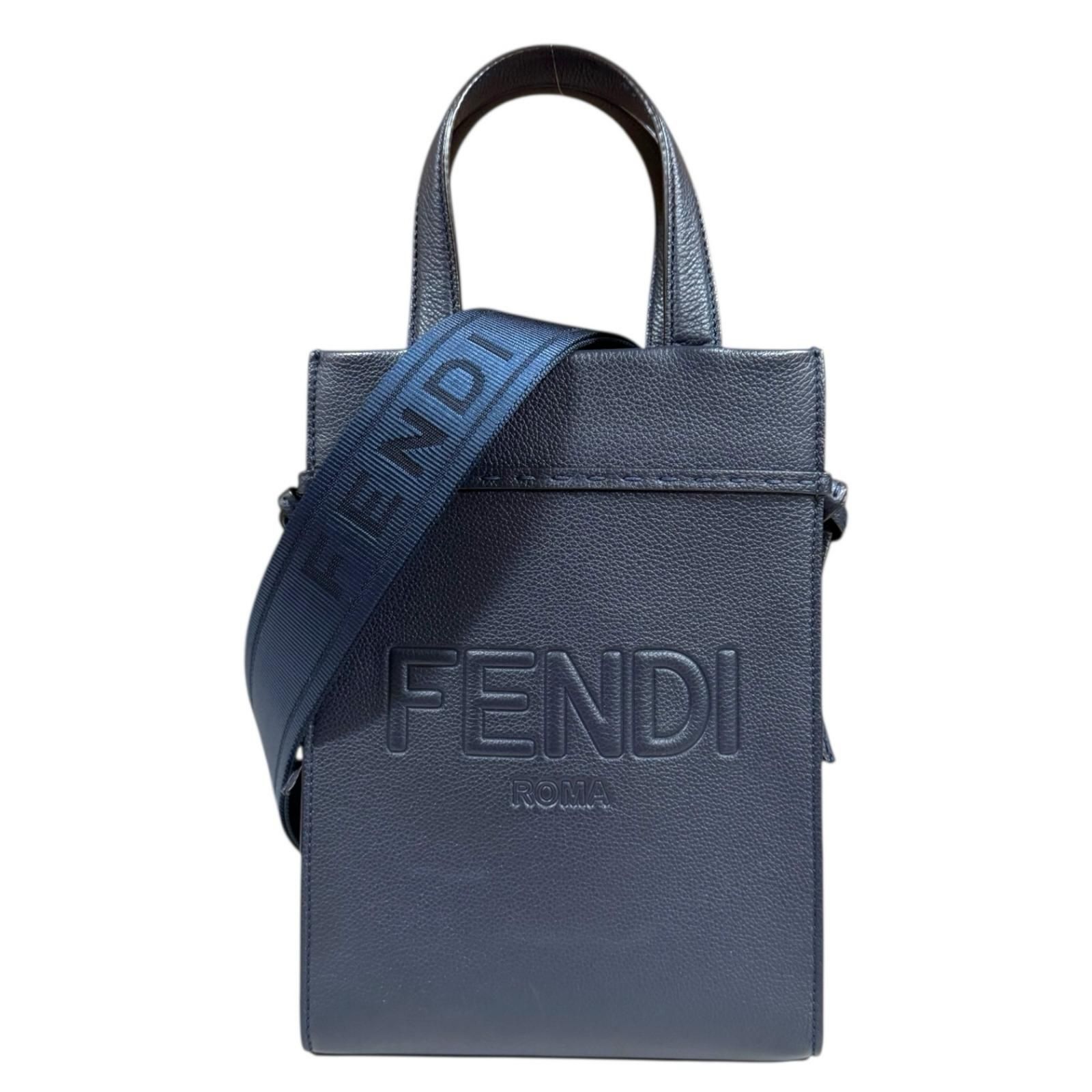 フェンディ ゴートゥーショッパースモール ショルダーバッグ レザー 7 VA 584 ネイビー メンズ FENDI