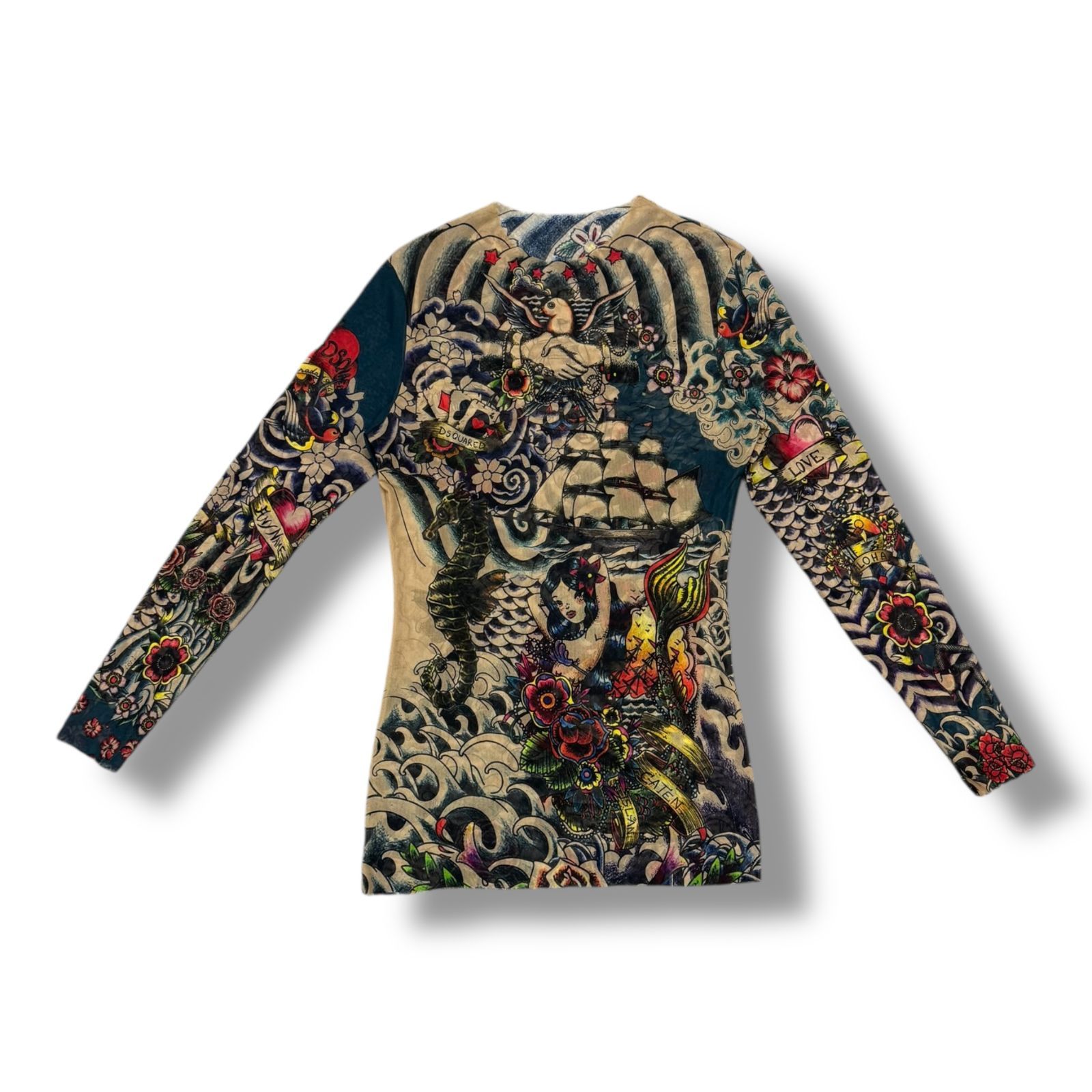 DSQUARED2 TATTOO SLEEVES タトゥープリントメッシュトップ セカンド