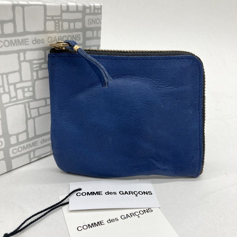 COMME des GARCONS コムデギャルソン 財布 8 Z-Y 031-051 ミニウォレット コインケース 本革 レザー ウォッシュド加工 L字ファスナー 男女兼用 ネイビー 服飾 B 15613◆