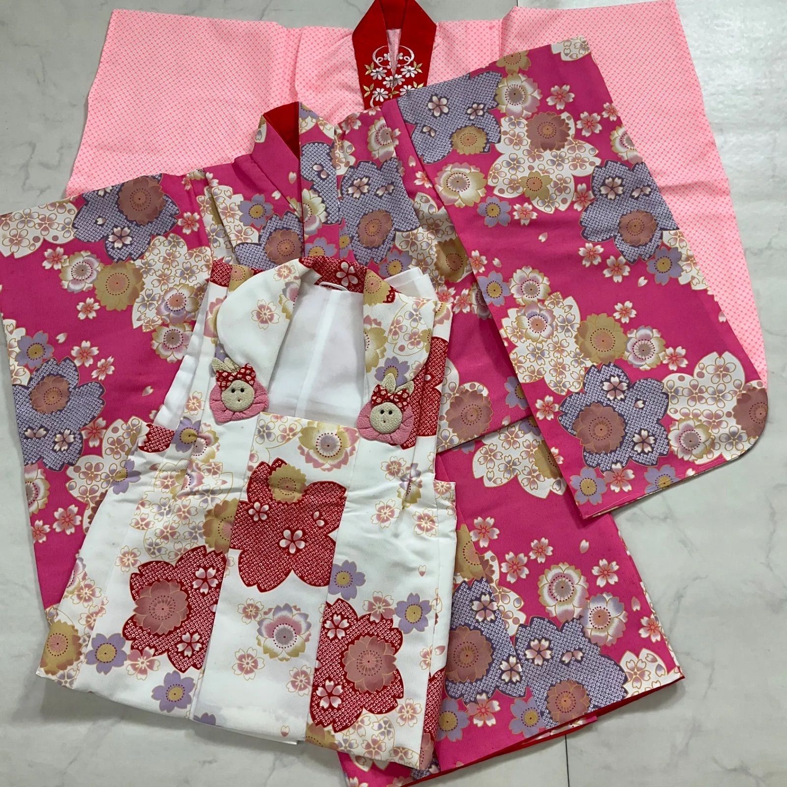 ◇kimono+one◇3歳くらい用◇子供着物◇被布◇襦袢付き◇3点セット 
