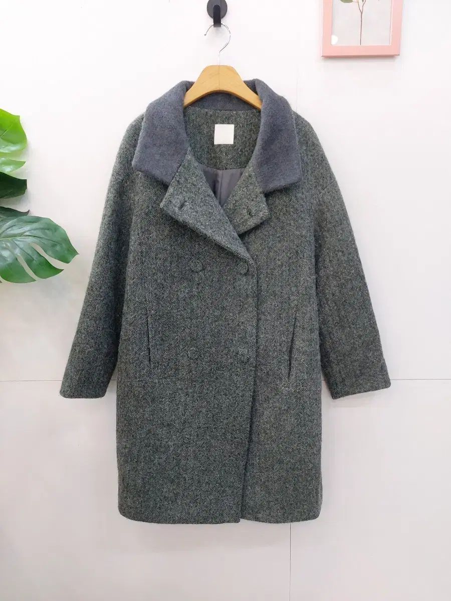 KUHO ヘリンボーン ダブル ボタン ルーズフィットコート 55