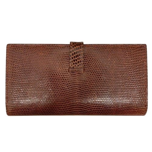 Hermes エルメス ベアン スフレ 2つ折り財布 長財布 リザード ルージュアッシュ