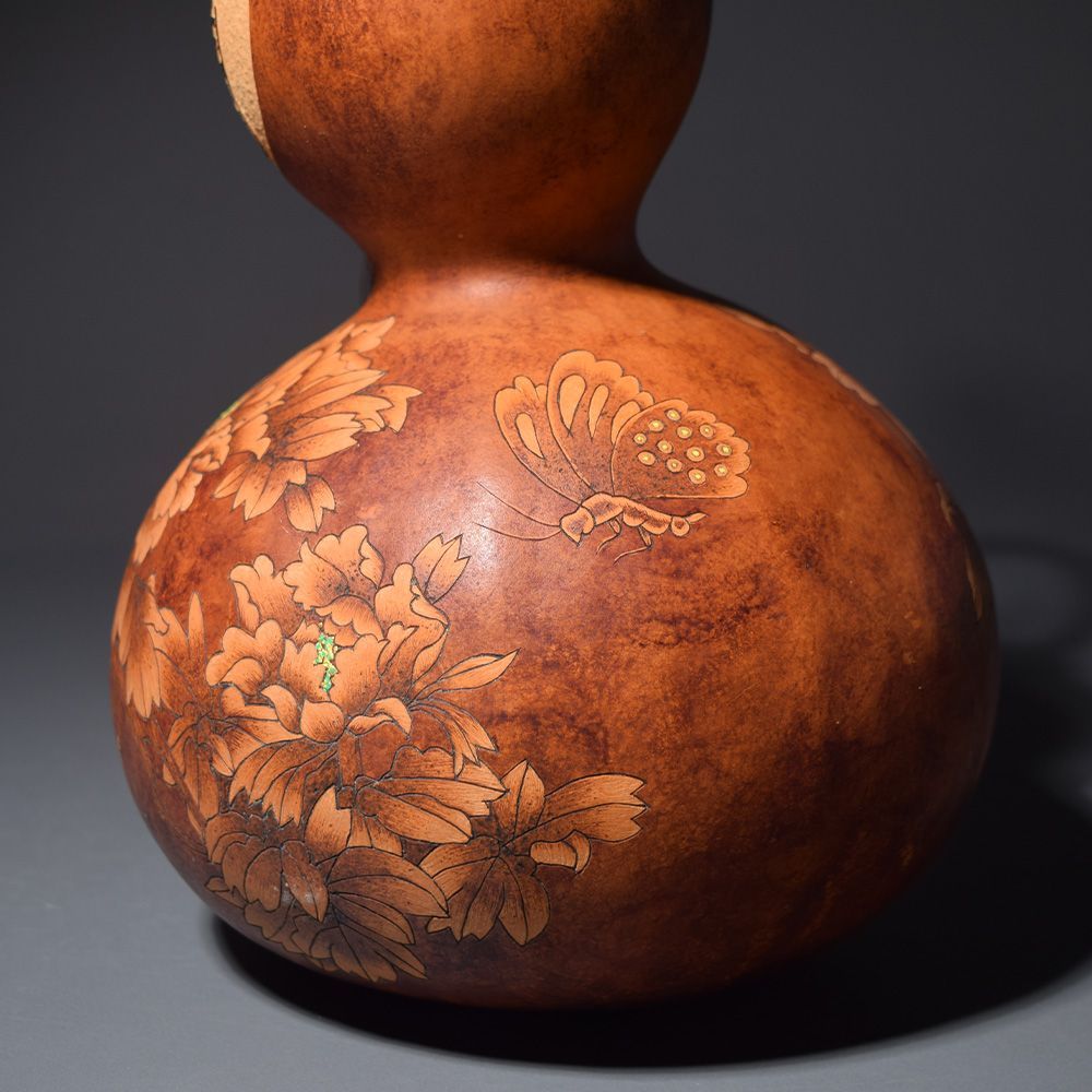 台湾 杉林葫蘆工藝行 何明賢 瓢箪 ひょうたん 烙画 置物 茶道具 時代