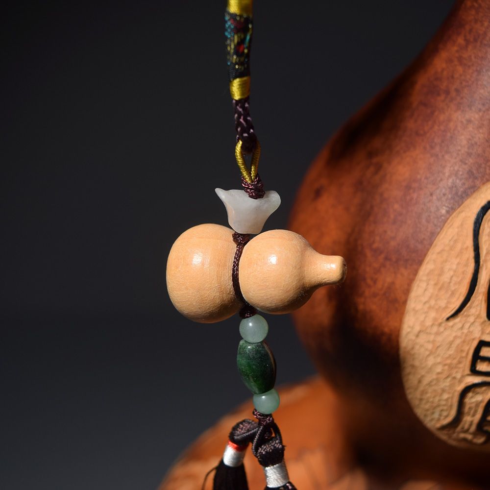 中国美術品　骨董品　瓢箪　ひょうたん 蝶々　台座付き 台湾 杉林葫蘆工藝行 何明賢 瓢箪 ひょうたん 烙画 置物 茶道具 時代