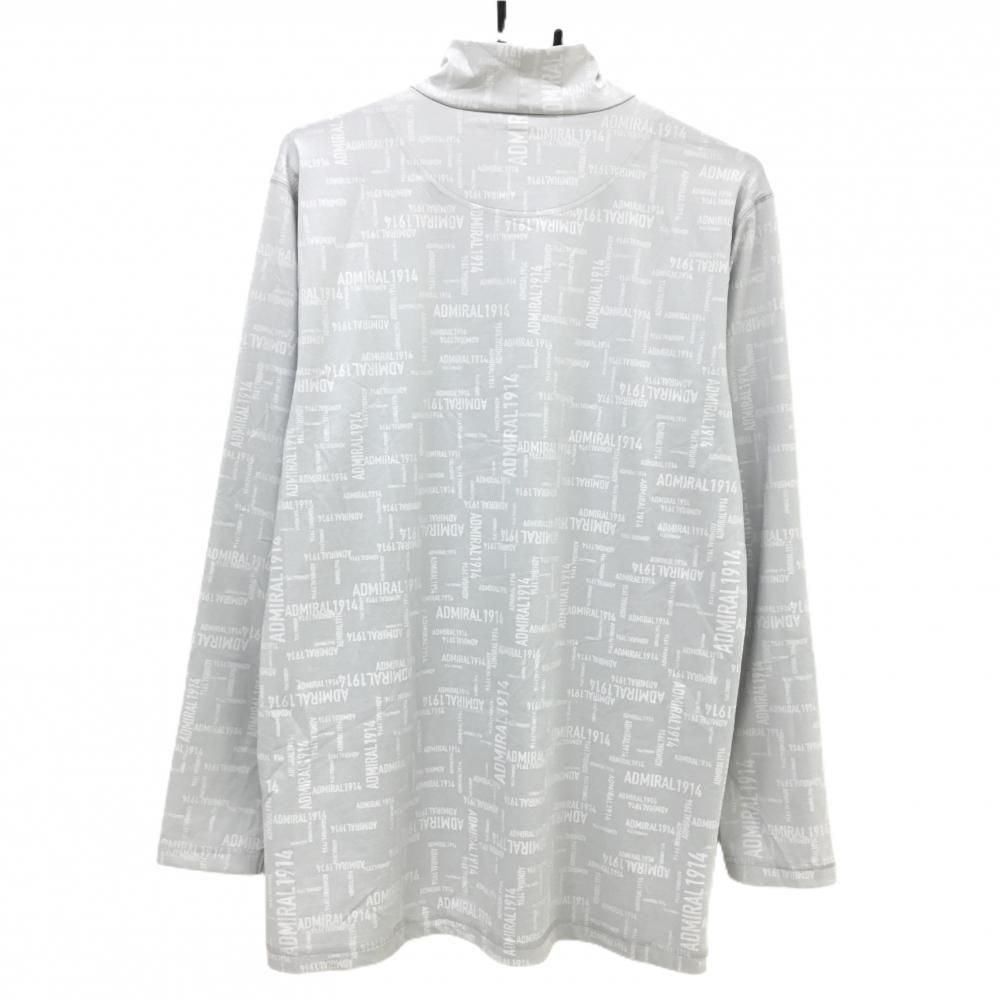 美品】アドミラル 長袖ハイネックシャツ グレー×白 ロゴ総柄 シリコン