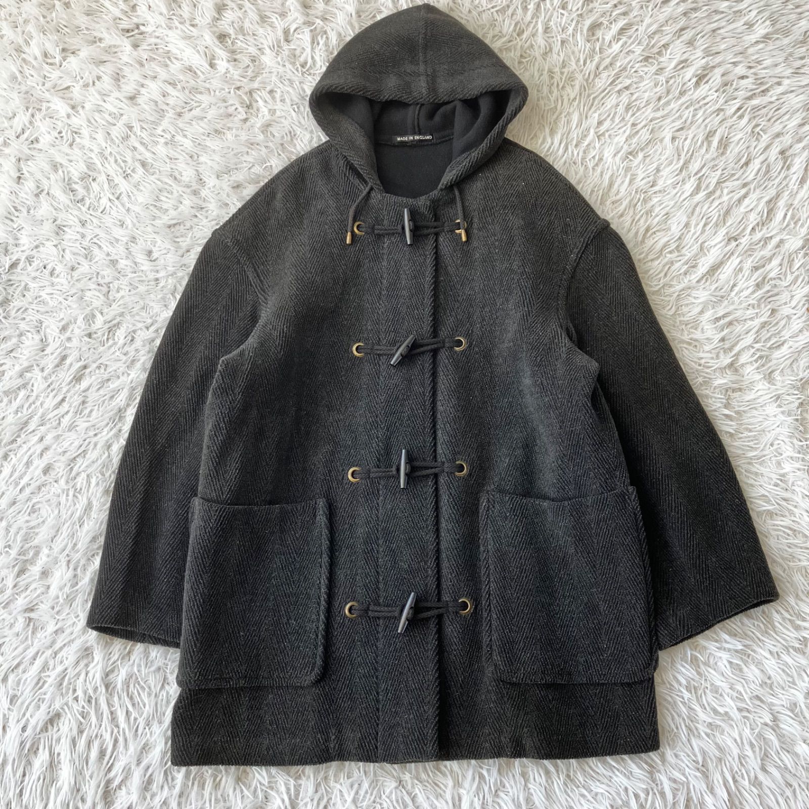 グローバーオール ヘリンボーン ダッフルコート 90 s 英国製 アウター ダークグレー 古着 4649
