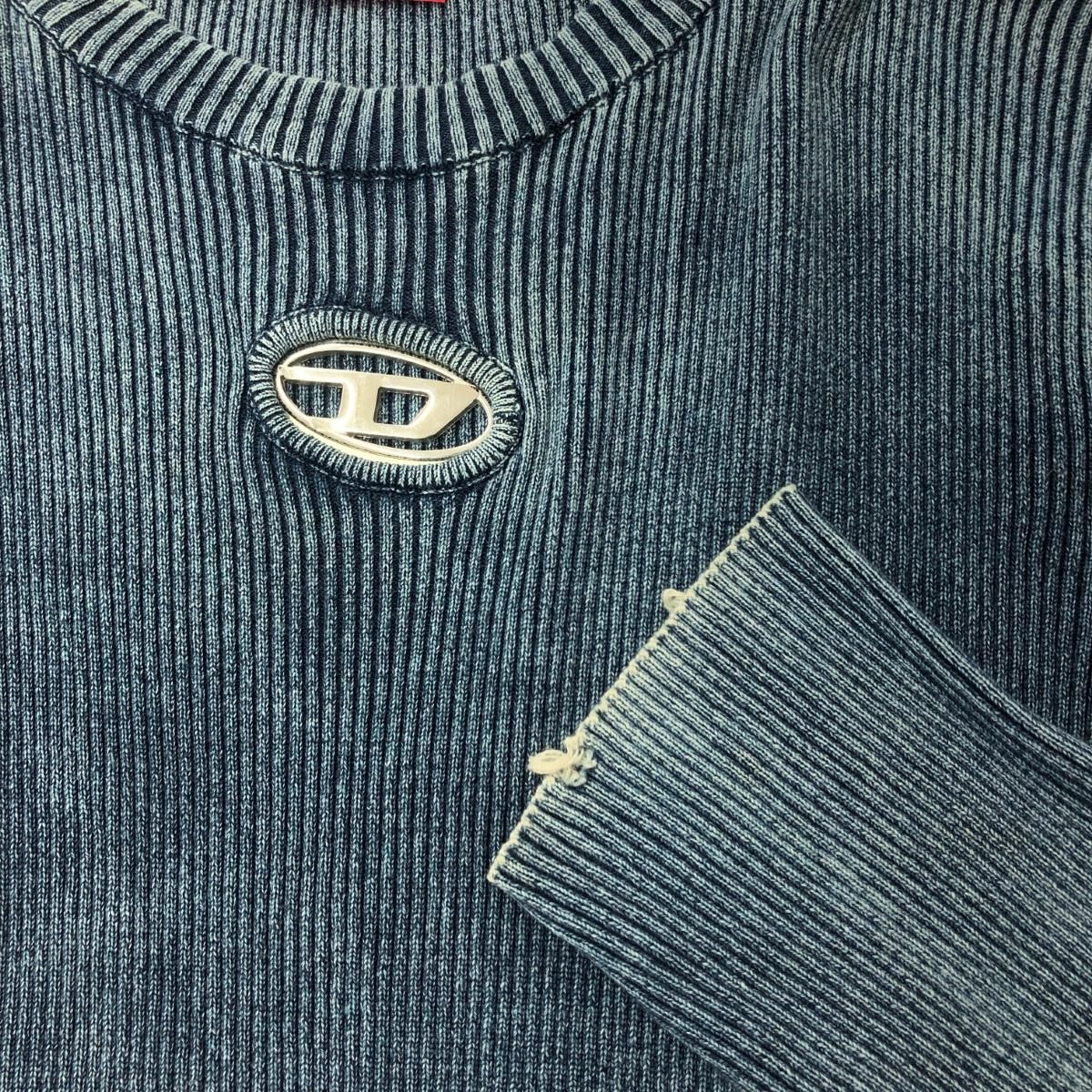 DIESEL ディーゼル 長袖Dロゴリブニット サイズ:L コットン100