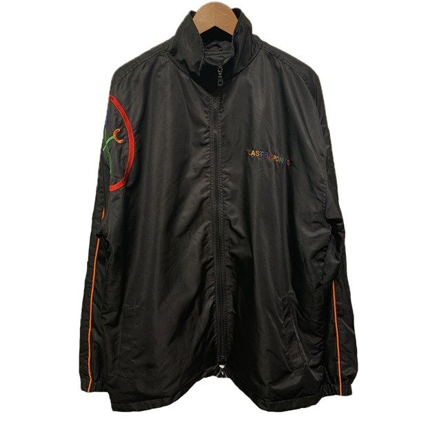 CASTELBAJAC SPORTS ナイロンジャンパー スタッフジャンパー アウター ハイネック フルジップ サイドポケット 両面刺しゅう ブランドロゴ 裾調整 古着