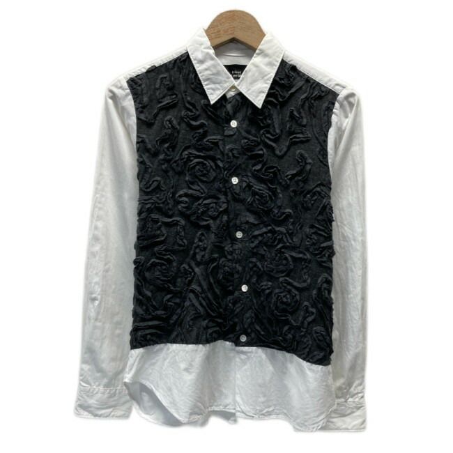 tricot COMME des GARCONS フリルシャツ 長袖 シャツ ブラウス トップス レギュラーカラー バイカラー AD 2000 日本製 ドメスティック 古着