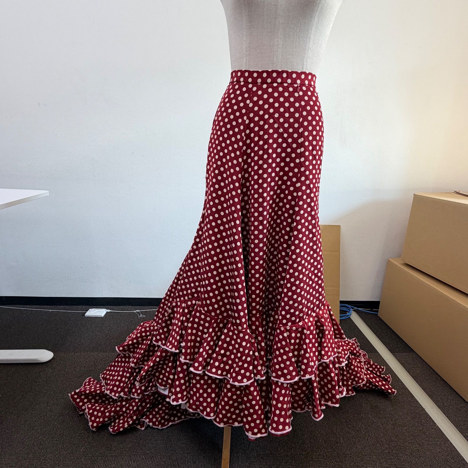 フラメンコフラメンコ衣装 スカート ファルダ ワインレッド フリル