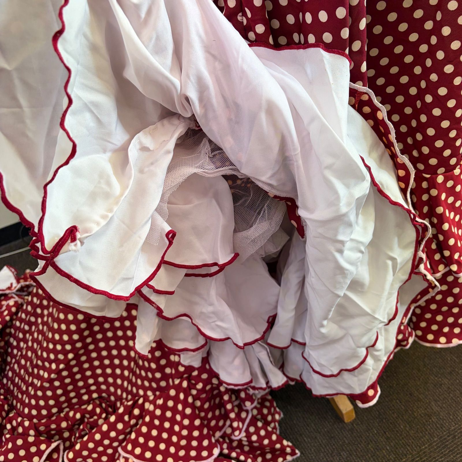 【スペイン製 フラメンコ衣装】ワインレッド ファルダ スカート ボランテ フリル スペイン製 フラメンコ衣装】ワインレッド ファルダ スカート ボランテ