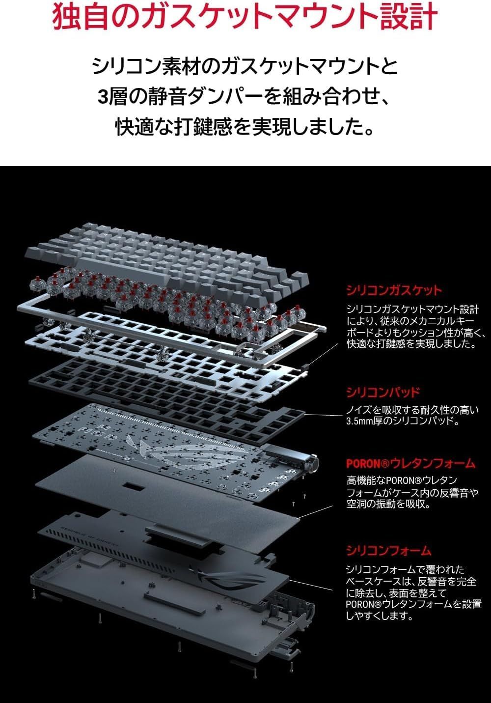 ASUS ゲーミングキーボード ROG Azoth Moonlight White 75% シリコンガスケット構造 3層消音設計 キーボード NX熱交換プレルーブ軸 OLED 3 WAYノブ搭載 ト ホワイト NX SNOW軸