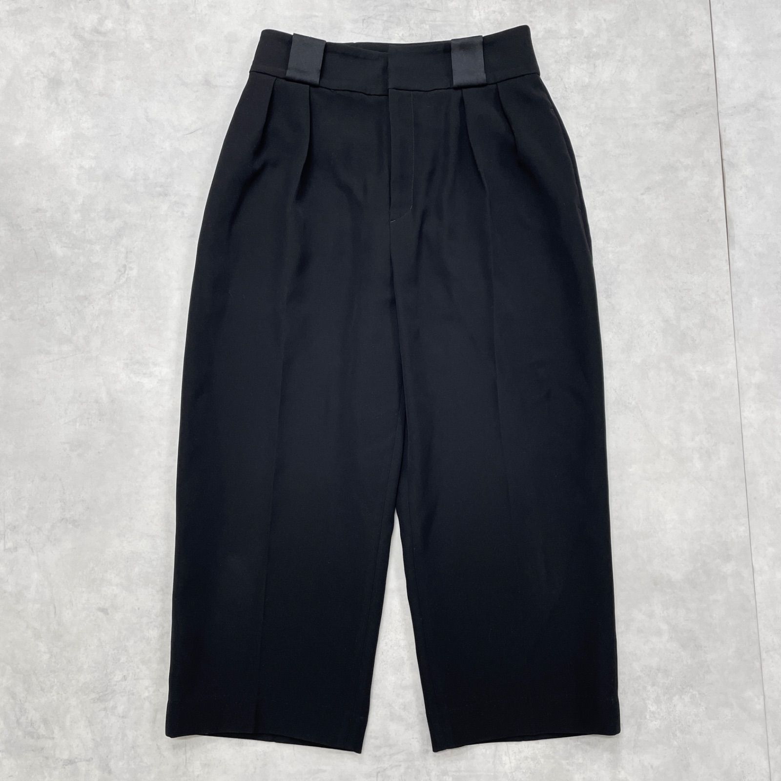 BORDERS at BALCONY ボーダーズアットバルコニー ワイドパンツ 2タック ポリエステル キュプラ ブラック 日本製 レディース 38