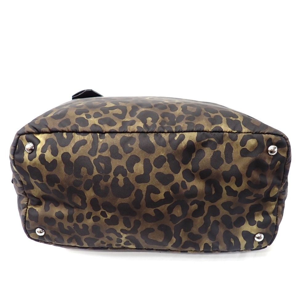 PRADA レザー バッグ ブラック×レオパード Ft1305461 プラダ トートバッグ リバーシブル レオパード ヒョウ柄