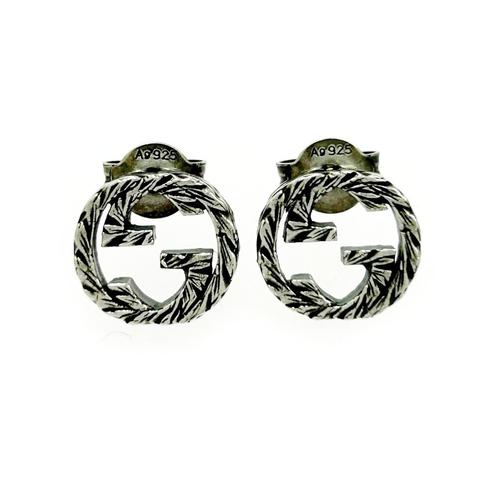 き GUCCI グッチ シルバー インターロッキングG アラベスク ピアス 3.0 g 925刻印 511395