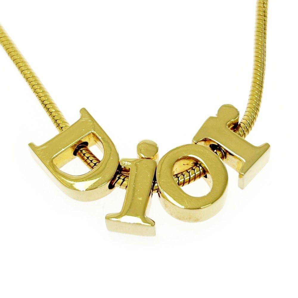 き Christian Dior クリスチャンディオール GP Diorロゴ ネックレス レディース ゴールド 522120