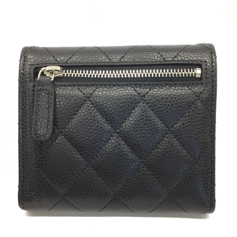 CHANEL シャネル クラシック スモール フラップウォレット AP 0231 三つ折り財布 キャビアスキン ブラック 品| -AB 質屋 か ｎ