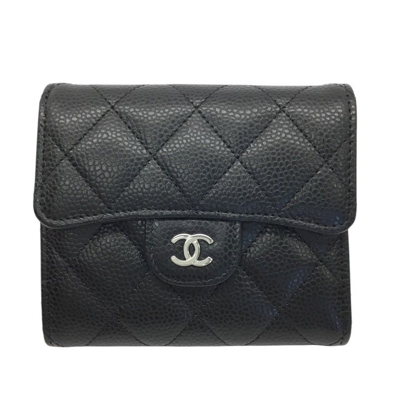 CHANEL シャネル クラシック スモール フラップウォレット AP 0231 三つ折り財布 キャビアスキン ブラック 品| -AB 質屋 か ｎ
