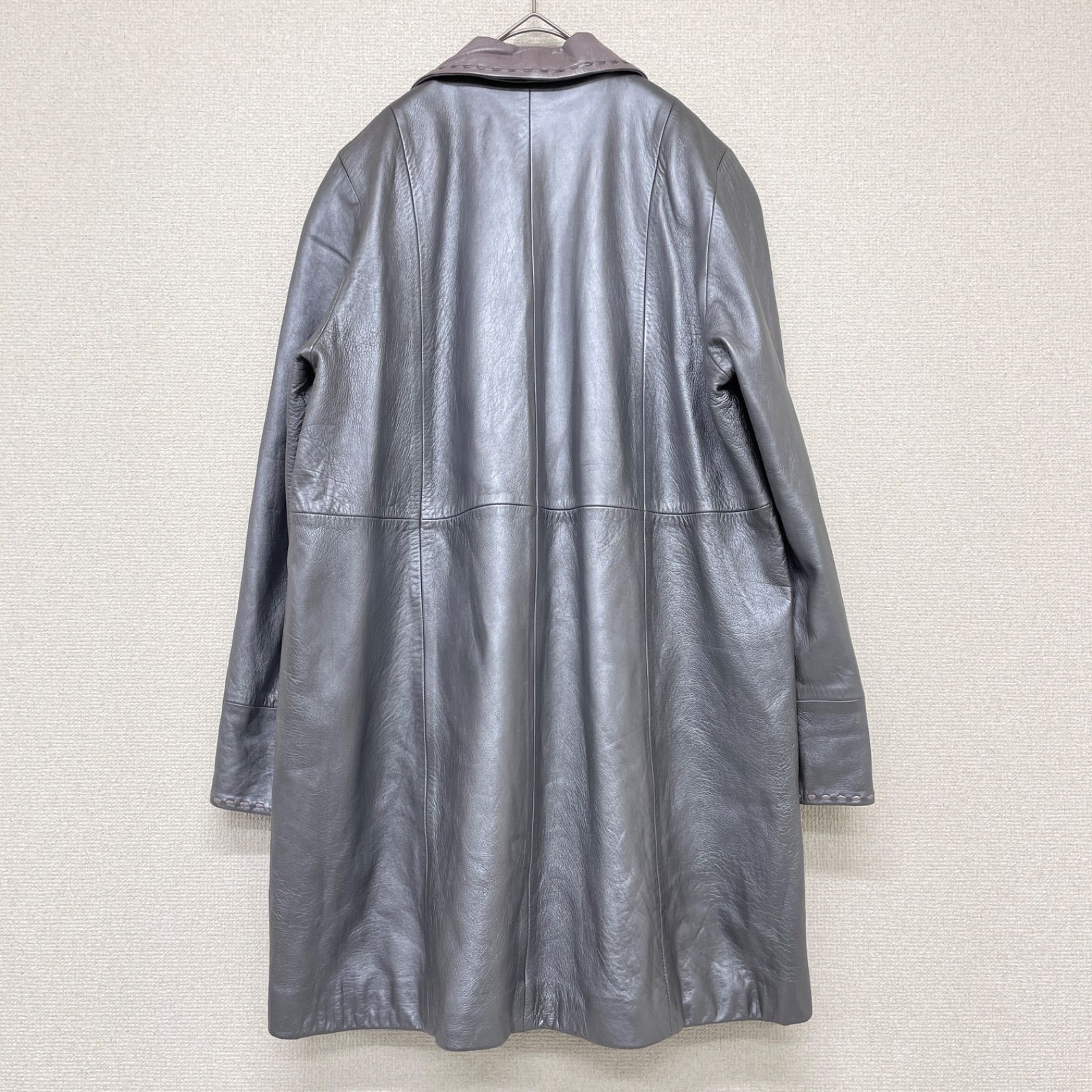 PIERRE BALMAIN ピエールバルマン レザーコート ステッチ バイカラー 