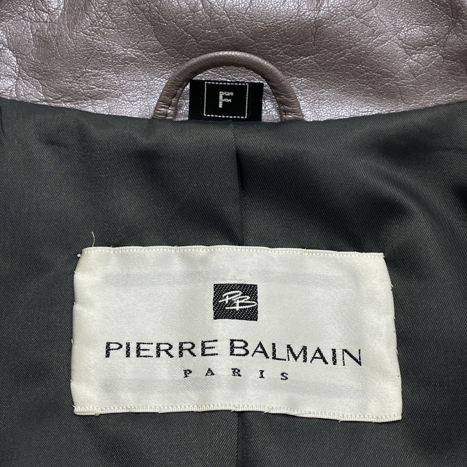 PIERRE BALMAIN ピエールバルマン レザーコート ステッチ バイカラー 