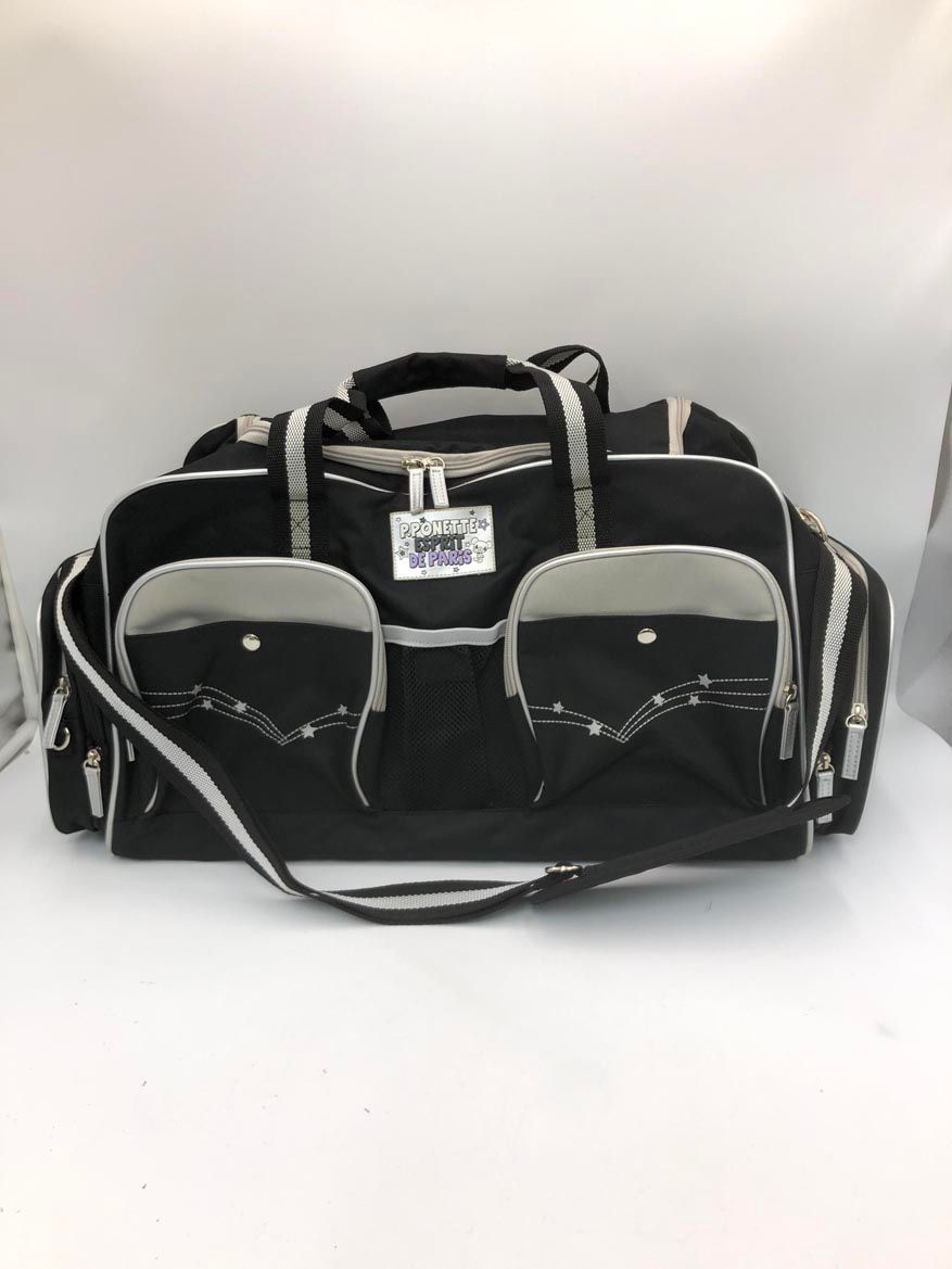 pom ponette ポンポネット ナルミヤ 旅行 大容量 両サイドポケット ボストン バッグ 黒 ◎レディース