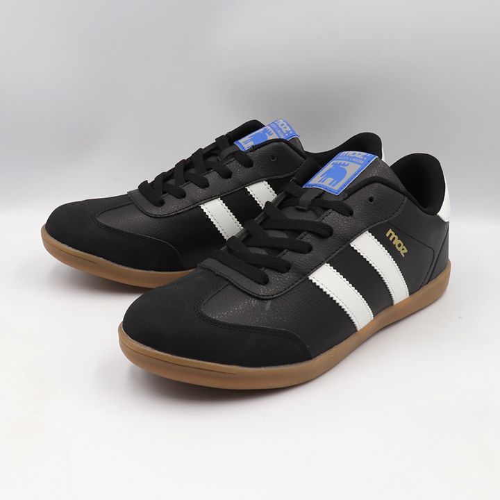 モズ moz MZ5223 2本 ラインレトロスニーカー ブラック/ホワイト