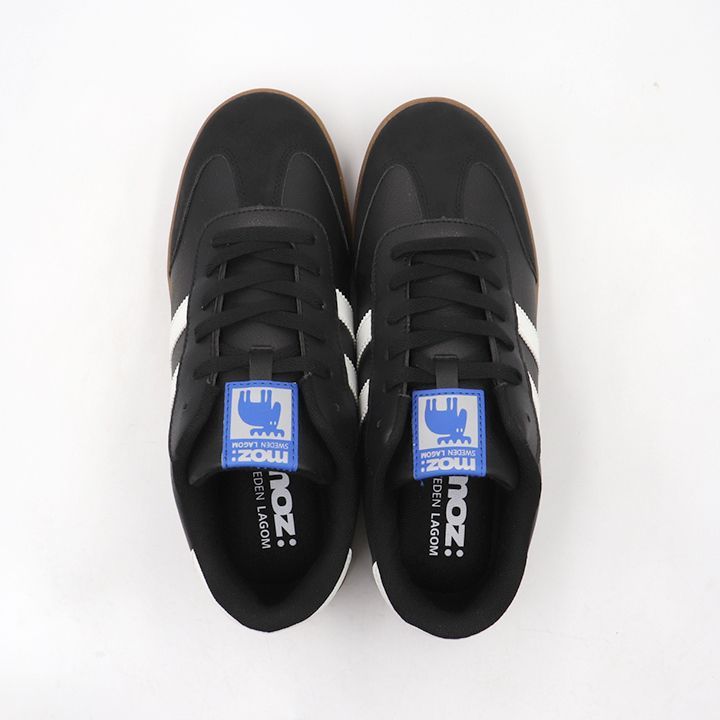 モエニー モズ moz MZ5223 2本 ラインレトロスニーカー ブラック/ホワイト