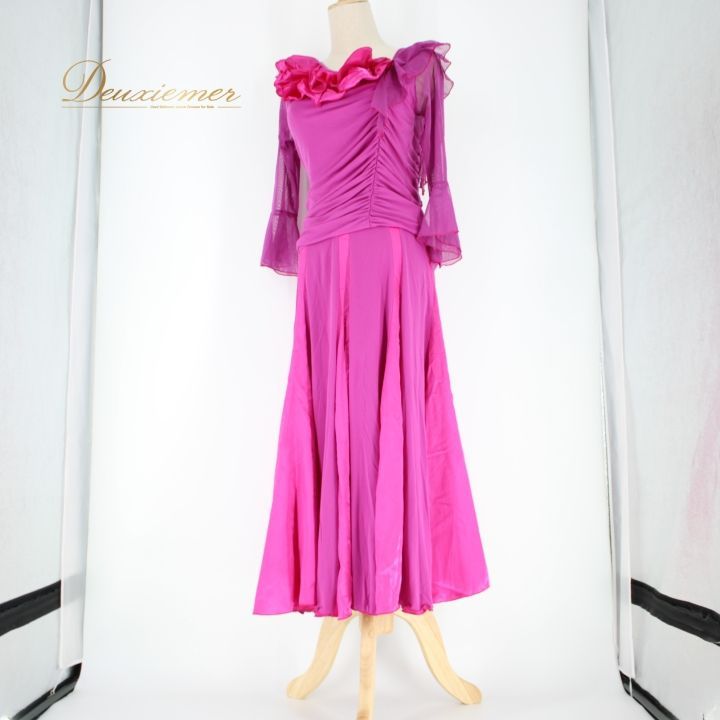 【美品 日本製社交ダンス衣装】上下セット ツーピース レッスンウェア パーティー 社交ダンス 衣装 スタンダード 上下セット ツーピース レッスンウェア