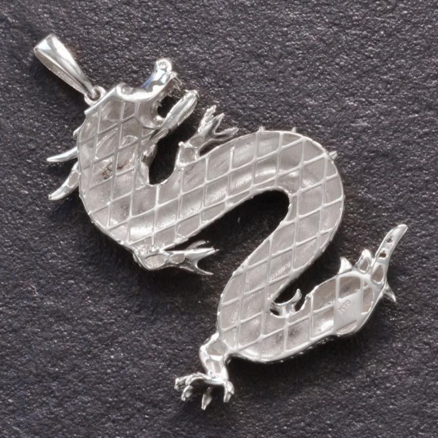 ペンダントトップ メンズ 18金 K 18 WG ホワイトゴールド ドラゴン 龍 ネックレスヘッド 地金 男性用 刻印入り 大きめ シンプル アクセサリーマート| Shops店