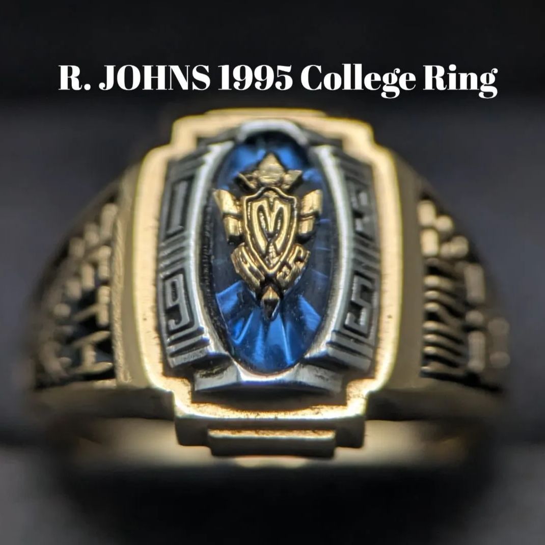 米国 老舗 R. JOHNS社 1995年 USA ヴィンテージ カレッジリング BETH VIKINGS 青石 11号 4.6 g