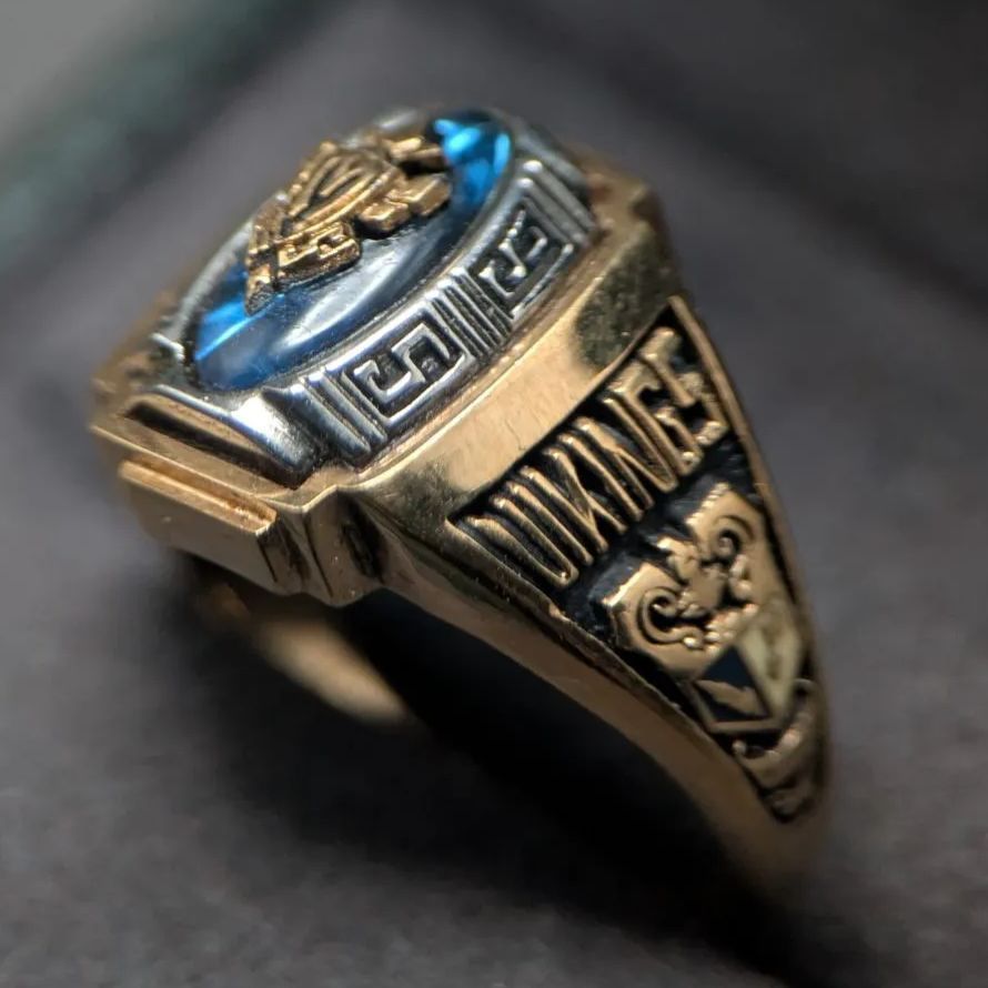 米国 老舗 R. JOHNS社 1995年 USA ヴィンテージ カレッジリング BETH VIKINGS 青石 11号 4.6 g