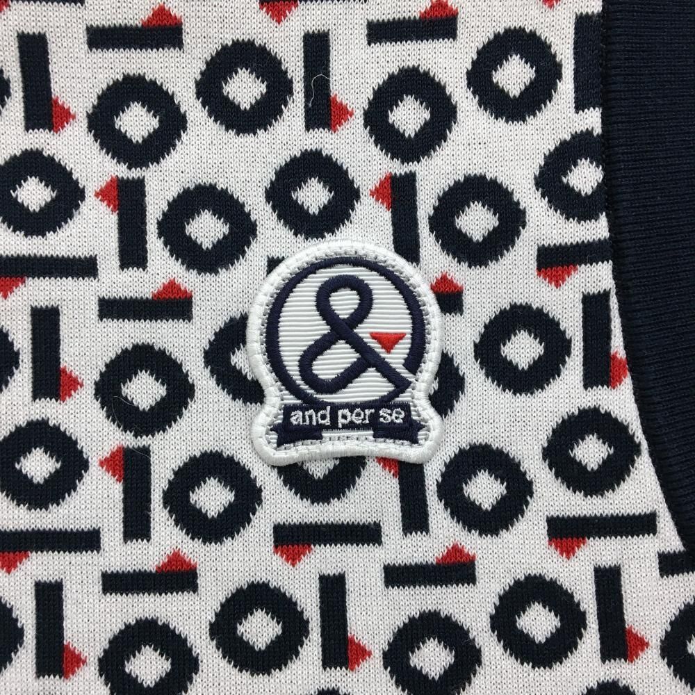 アンパスィ ニットベスト ネイビー×白 総柄 メンズ M ゴルフウェア and