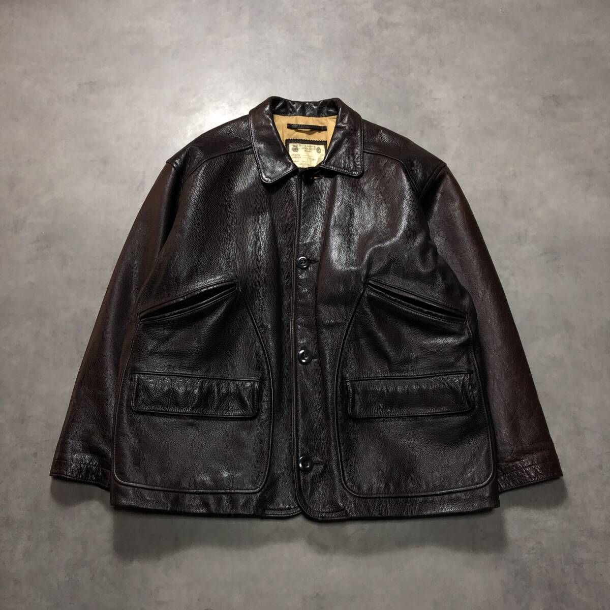 GQ 4555 80 s-90 s レザージャケット L ブラウン系 シェビニオン