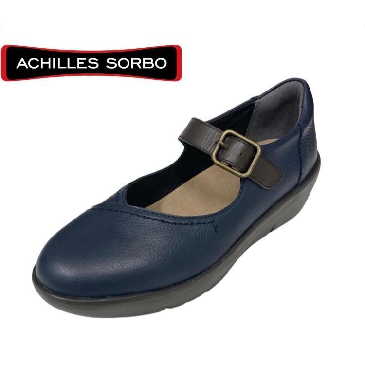ストラップシューズ アキレスソルボ ASH 5900 ネイビー|コーヒー レディース 厚底 スニーカー エレガント 仕事履き カジュアル