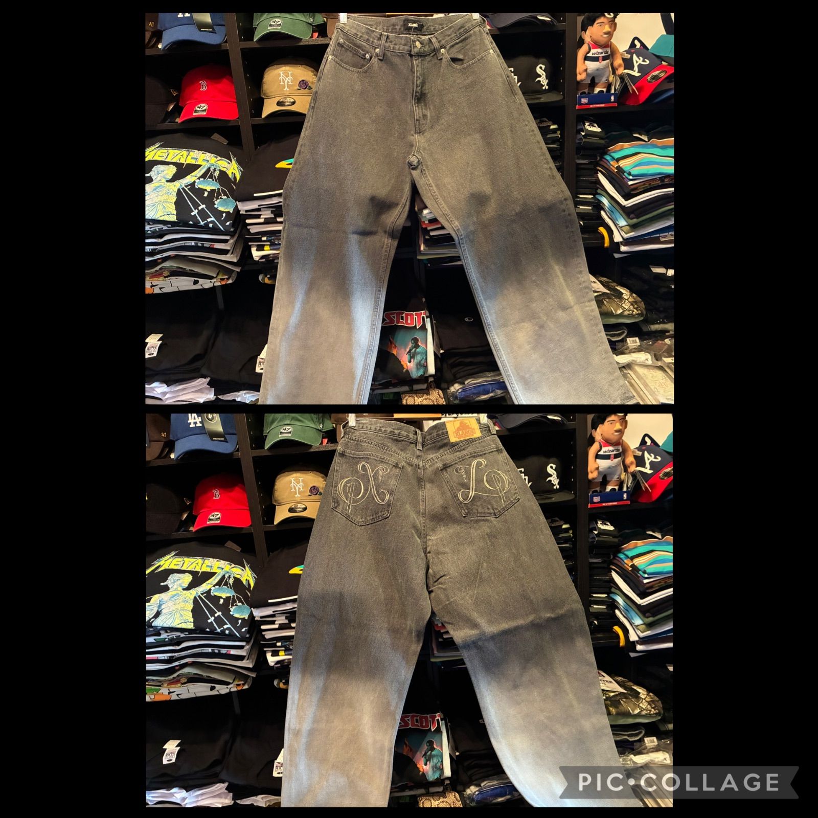 XLARGE FADED DENIM PANTS BLACK 34 inch