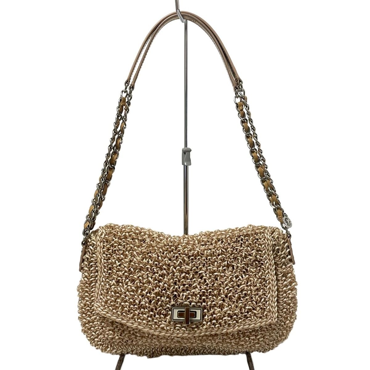 ANTEPRIMA アンテプリマ ショルダーバッグ ワイヤーバッグ アイボリー×ライトブラウン×マルチ チェーンショルダー