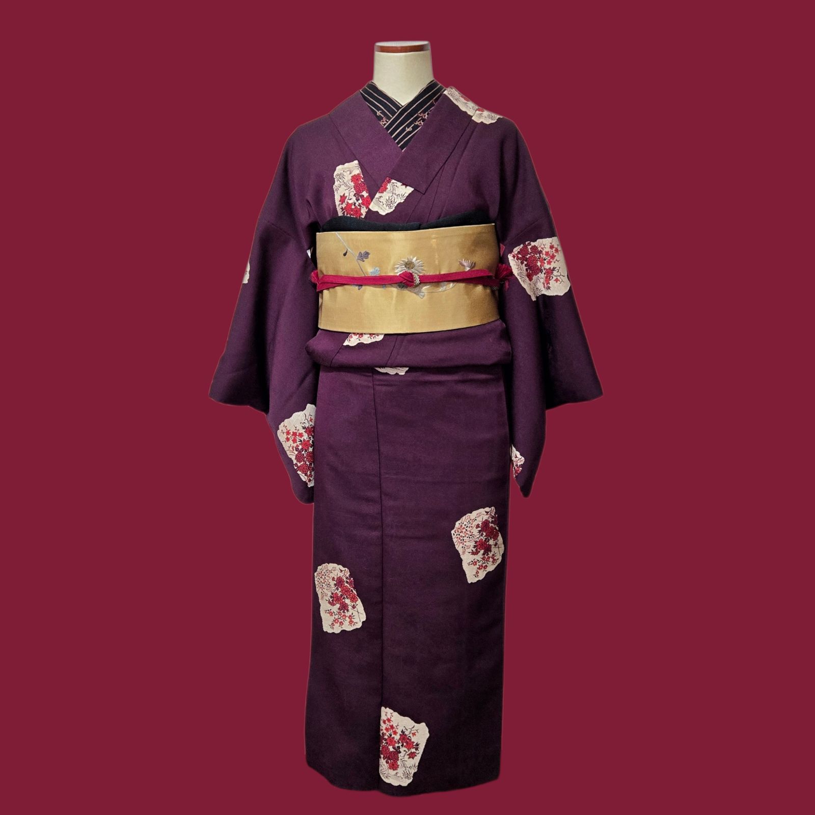 菊 アンティーク お召 名古屋帯 刺繍 - メルカリ