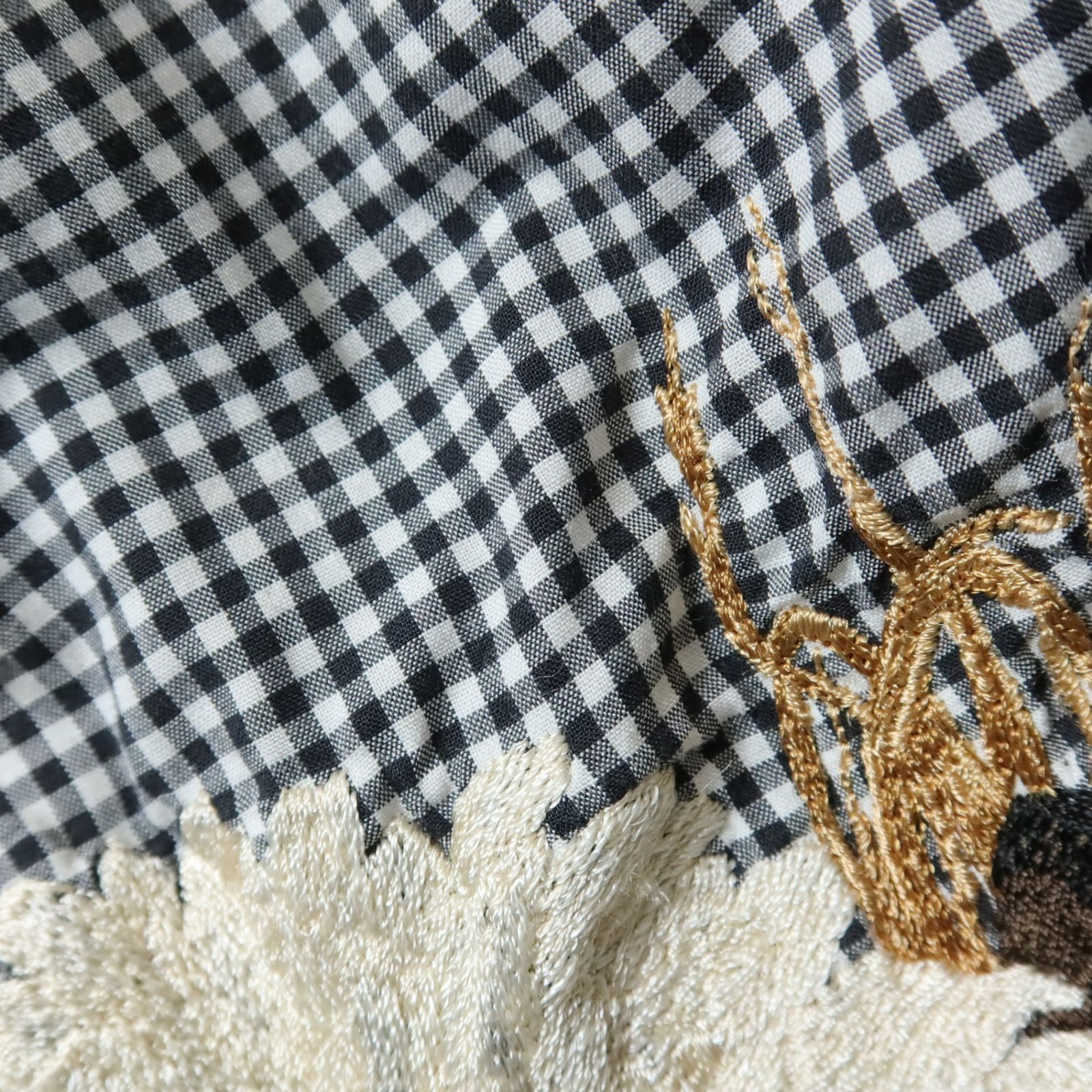 ワンダフルワールド カネコイサオ☆ひなぎく刺繍&ギンガム♪前開き