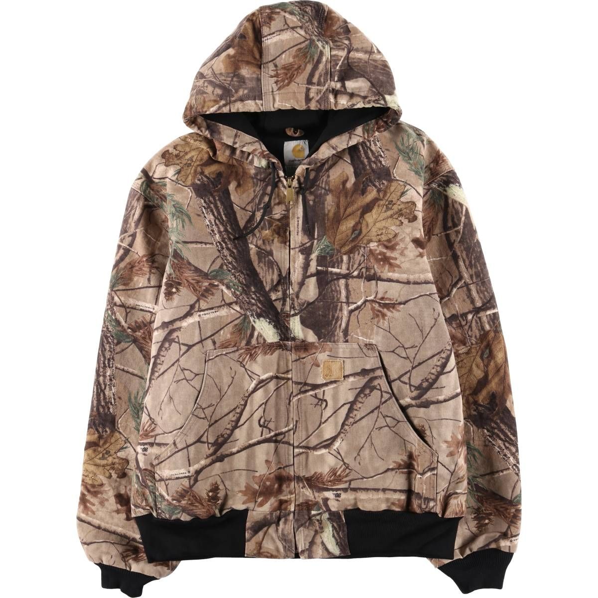 古着 カーハート Carhartt アクティブジャケット 迷彩柄 リアルツリーカモ ダックフルジップパーカー メンズL相当|eaa 605579