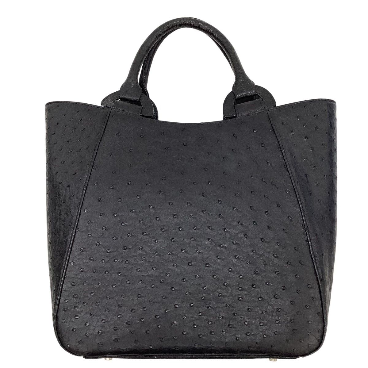 レディース ハンドバッグ レザー オーストリッチ ブラック