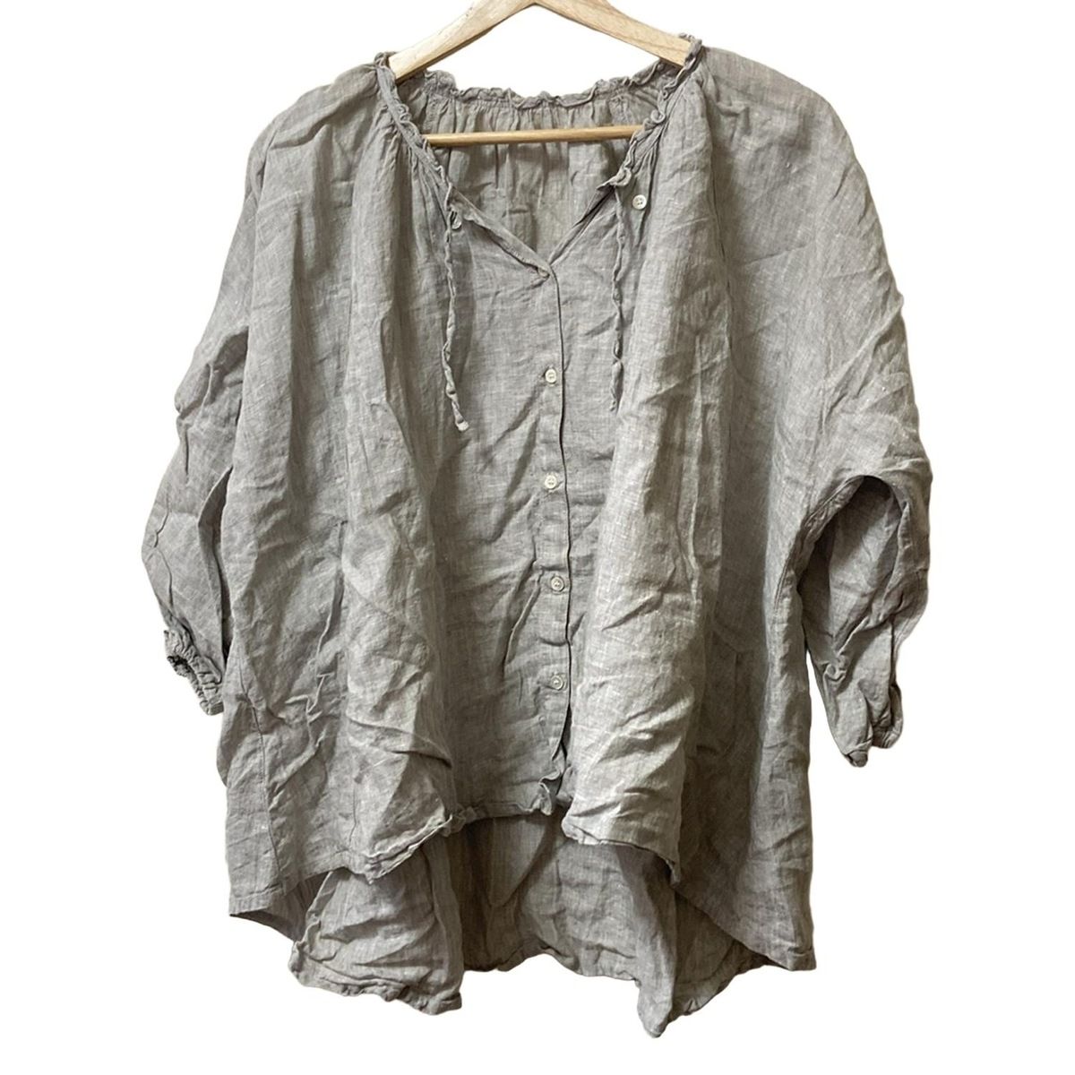 nest Robe ネストローブ 七分袖シャツブラウス レディース - ベージュ 麻