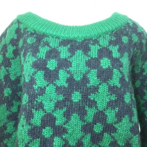 フレイアイディー FRAY I.D 美品 23AW パターンバリエーションニット FWNT235212 セーター 長袖 厚手 総柄 ウール フリーサイズ グリーン ネイビー /X
