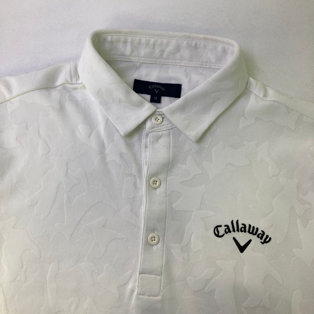 【新品未使用】Clubhaus×Callaway ポロシャツ ホワイト　Mサイズ サイズ：M CALLAWAY キャロウェイ 長袖ポロシャツ カモフラ 迷彩柄