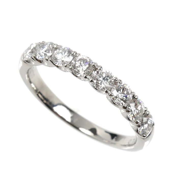 Ponte Vecchio ポンテヴェキオ Pt 900プラチナ ハーフエタニティ リング 指輪 ダイヤモンド0.73 ct 11号 3.4 g 訳あり品 レディース