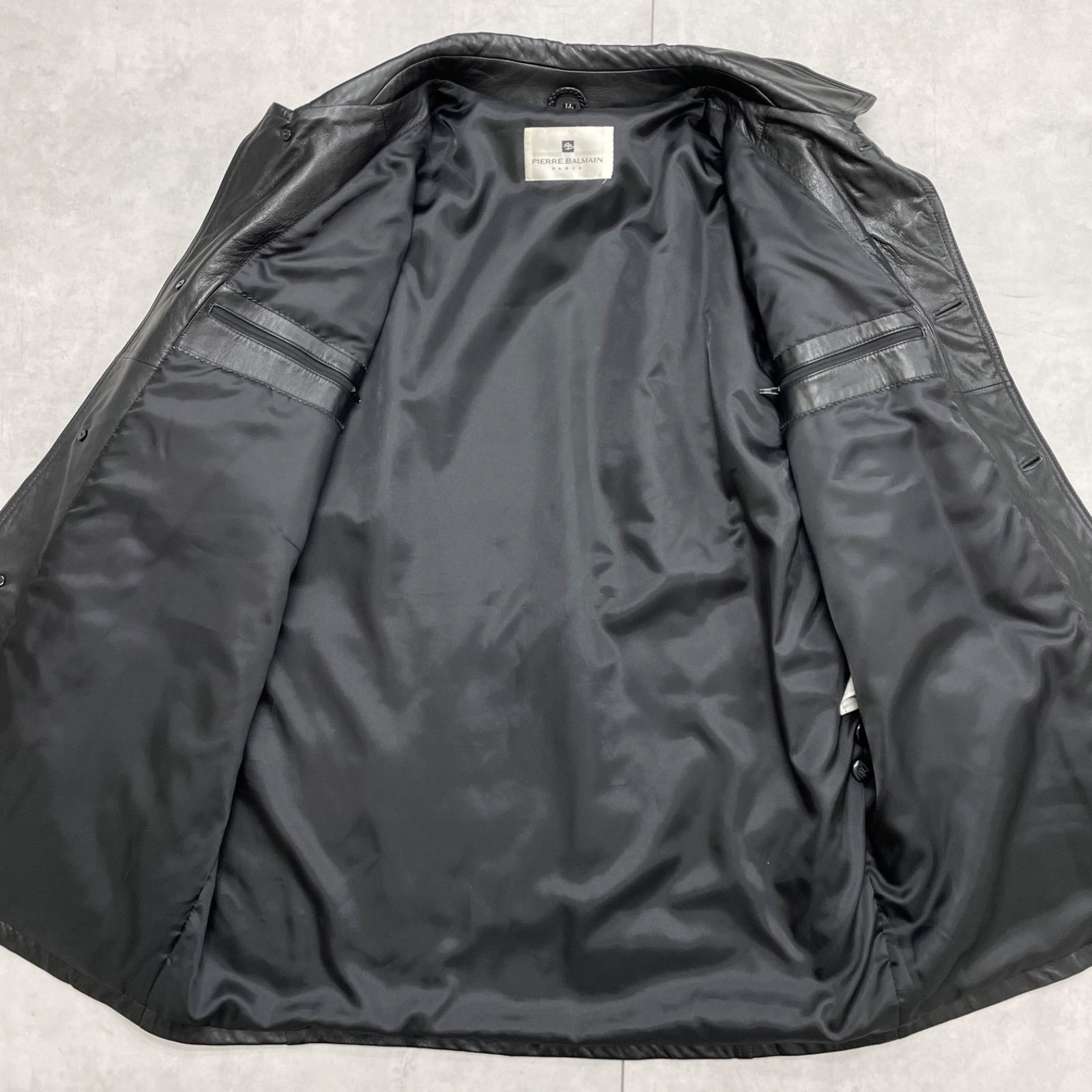 PIERRE BALMAIN ラムレザージャケット　コート　黒 高級羊革PIERRE BALMAIN コート