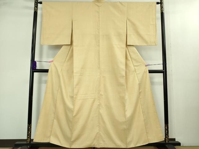 平和屋着物○極上 本場結城紬 重要無形文化財 色無地 砥粉色 逸品