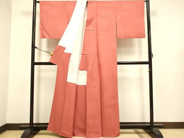 霞地紋 紅海老茶色