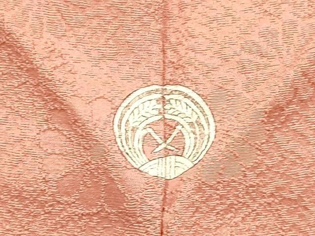  平和屋着物● 上 色無地 舞花地紋 真赭色 ロング丈 ♥ kh 6 色無地 着物