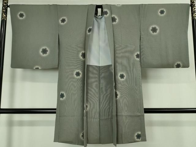 平和屋着物＃ 上 長羽織 万筋 雪輪 蛍暈し 藍墨茶色×素鼠色 kh 6