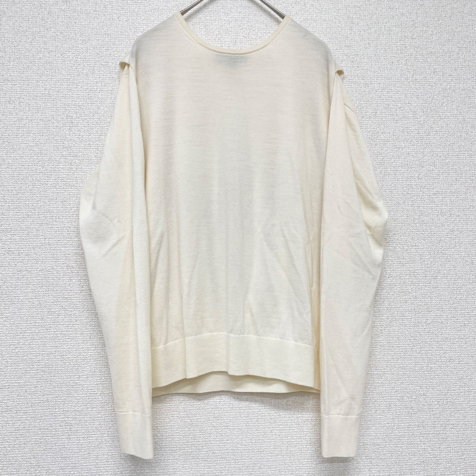 Drawer ドゥロワー ニットトップス クルーネック バックプリーツ ウール アイボリー レディース ２